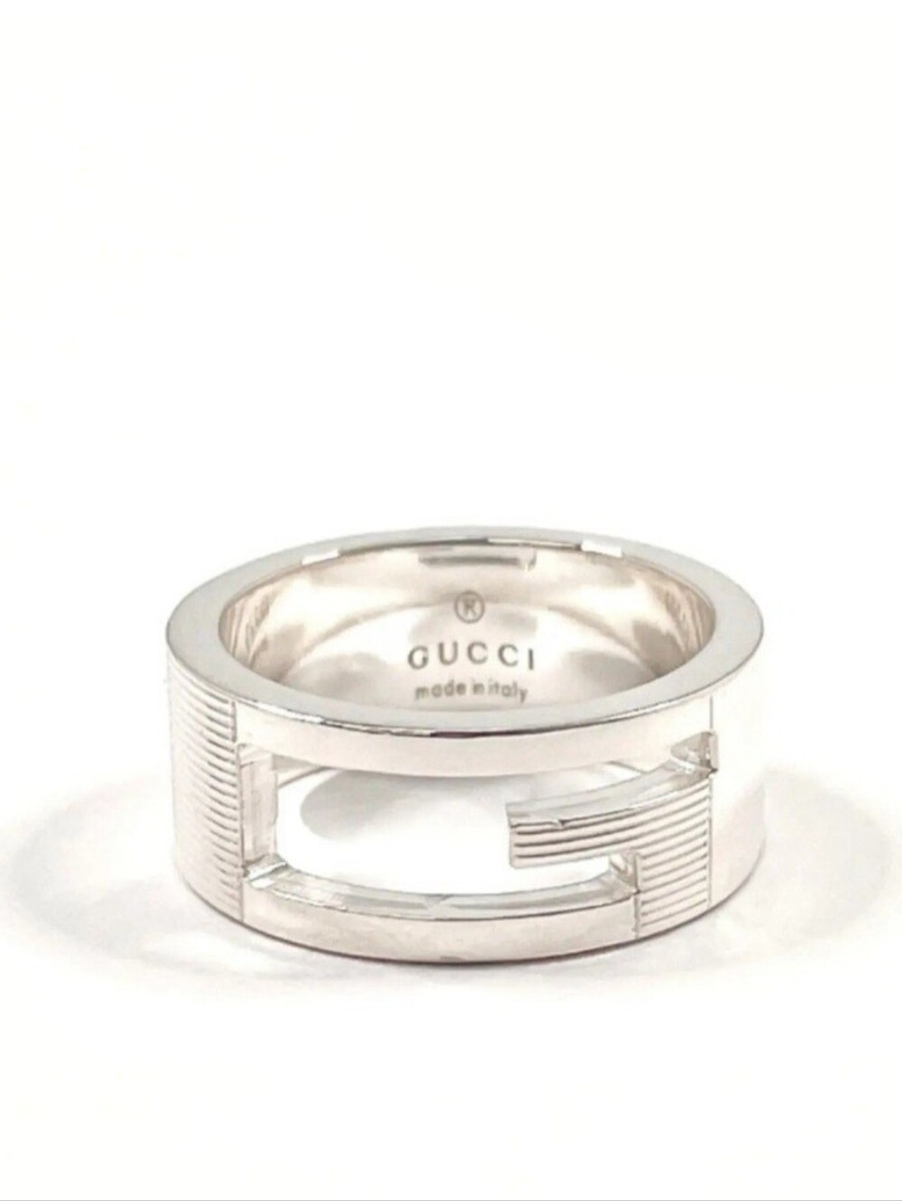 Gucci Sterling Silver G Cut Out Band Ring EUC